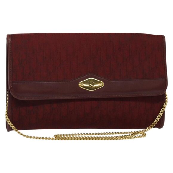 Christian Dior Trotter Canvas Chain Shoulder Bag Red Auth - Picture 1 of 16